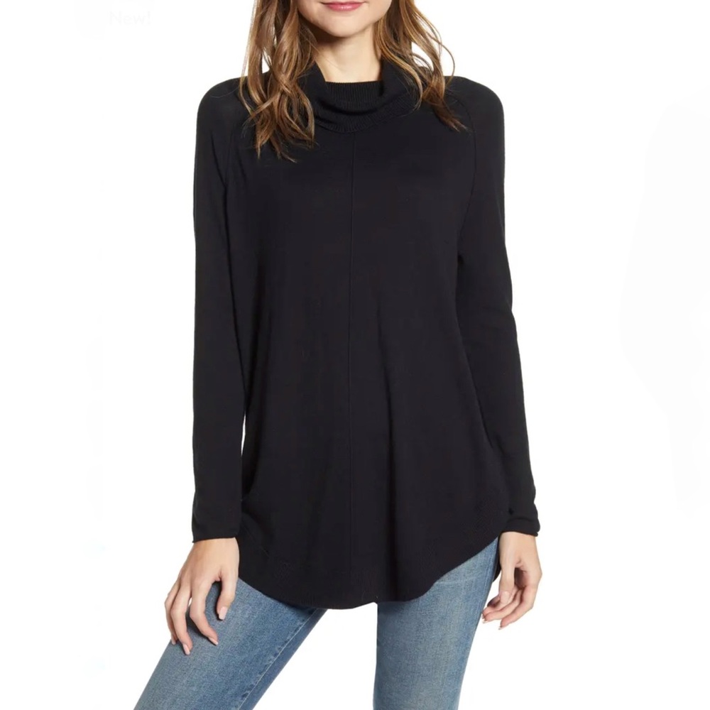 Caslon Women's Black Long Sleeve Cowl Neck Pullover Sweater Size XS